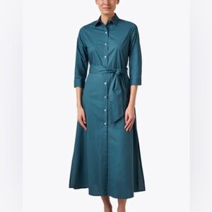 NWT Rosso35 Luxury Shirt Dress Midi in Teal Size 50 (US L)